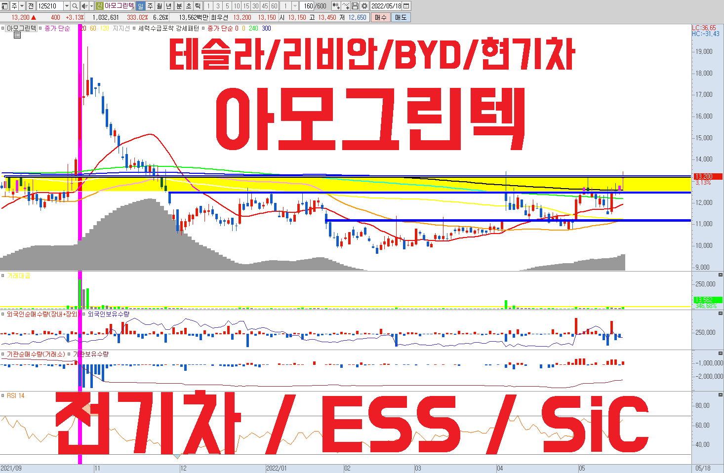  아모그린텍 주가 전망 | 전기차 , 5G , ESS 등 고성장 산업 관련 소재 전문 주식 | 테슬라 , 리비안 , BYD , 현대기아차 관련주