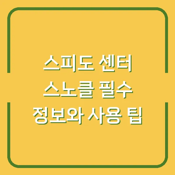 스피도 센터 스노클 필수 정보와 사용 팁