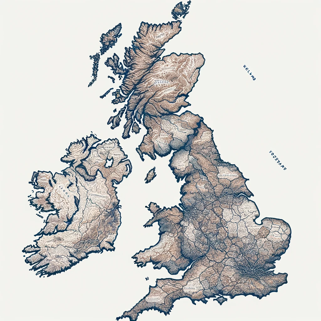 영국 지도&#44; Full map of the UK