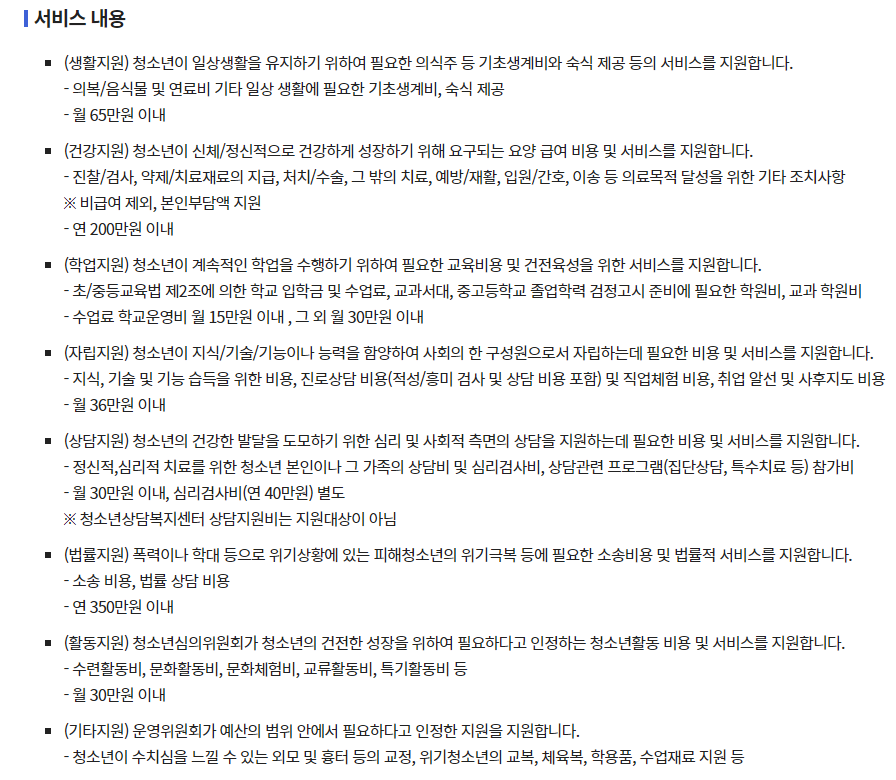 청소년 특별지원금 지원내용