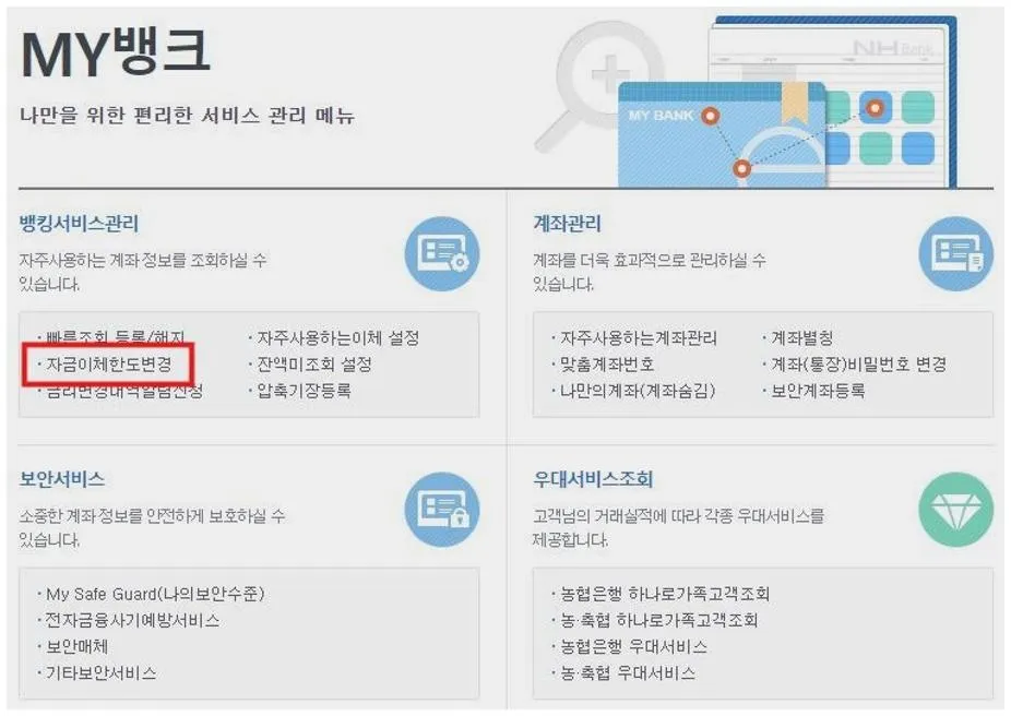 농협 이체한도 증액