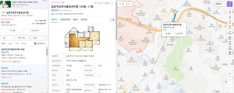 은평구 불광롯데캐슬 24평 마포구 상암월드컵파크2단지 25평 시세 비교