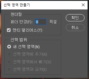 선택영역 만들기 팝업