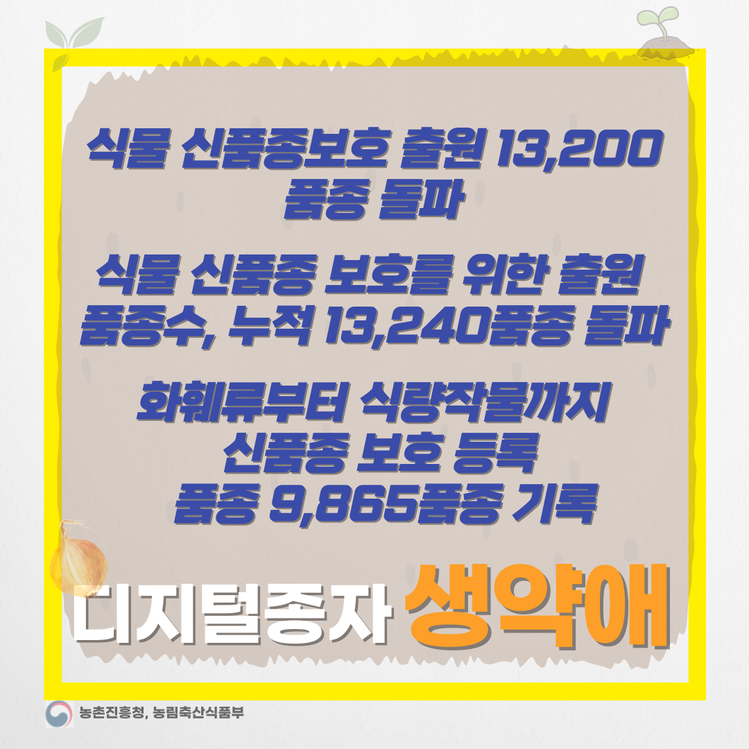  2023년 신품종 보호 출원 571품종, 보호 등록은 602품종으로 증가-디지털종자 생약애 협동조합