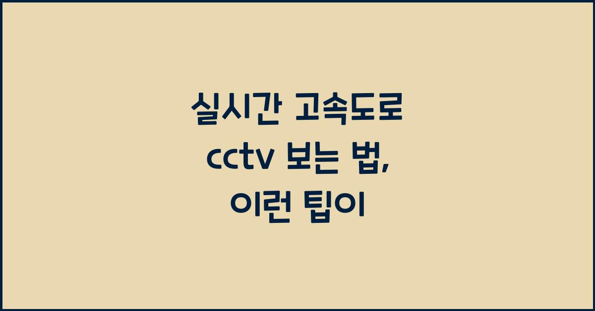 실시간 고속도로 cctv 보는 법