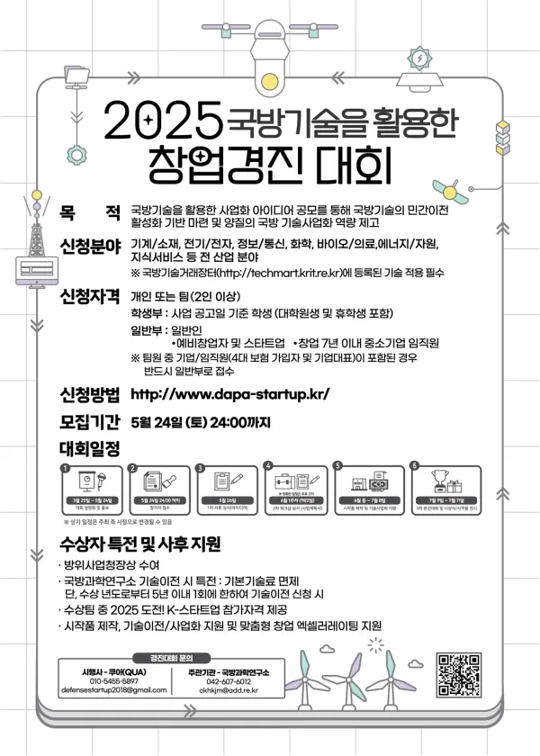2025 국방기술을 활용한 창업경진 대회 포스터