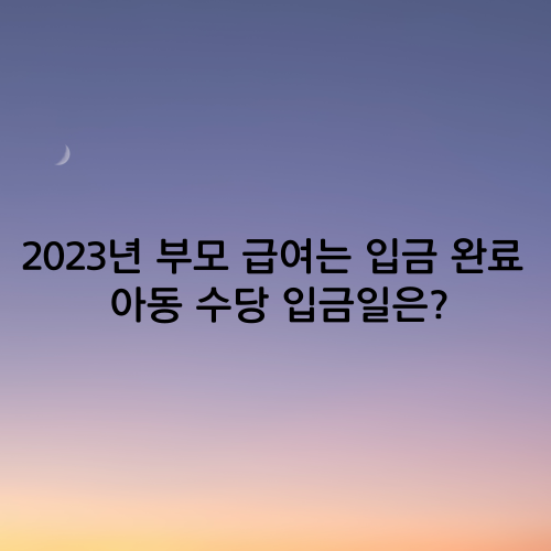 부모급여
아동수당