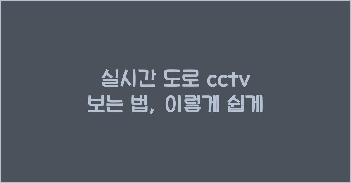실시간 도로 cctv 보는 법