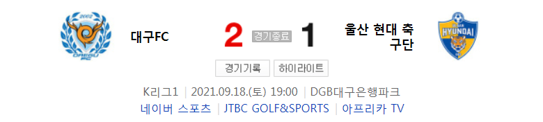  30라운드 K리그1 - 대구 대 울산 (2021년 시즌 축구 경기 하이라이트)