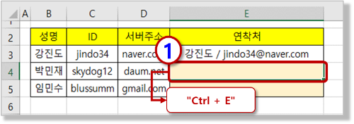 빠른 채우기 (Ctrl + E) 사용하기