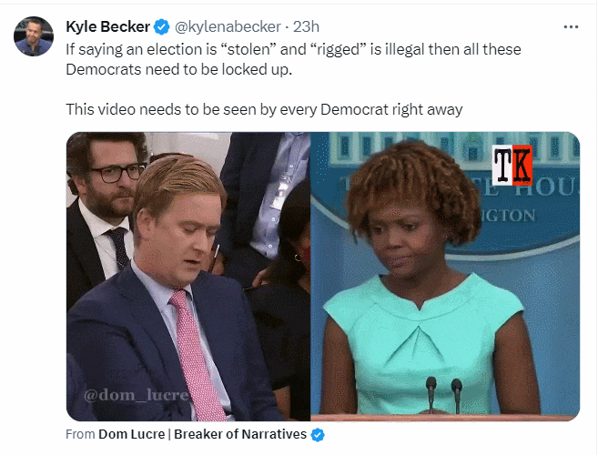  미국의 정치 동향 업데이트: 극단 사회주의로 가는 미국 VIDEO: If saying an election is “stolen” and “rigged” is illegal then all these Democrats need to be locked up.