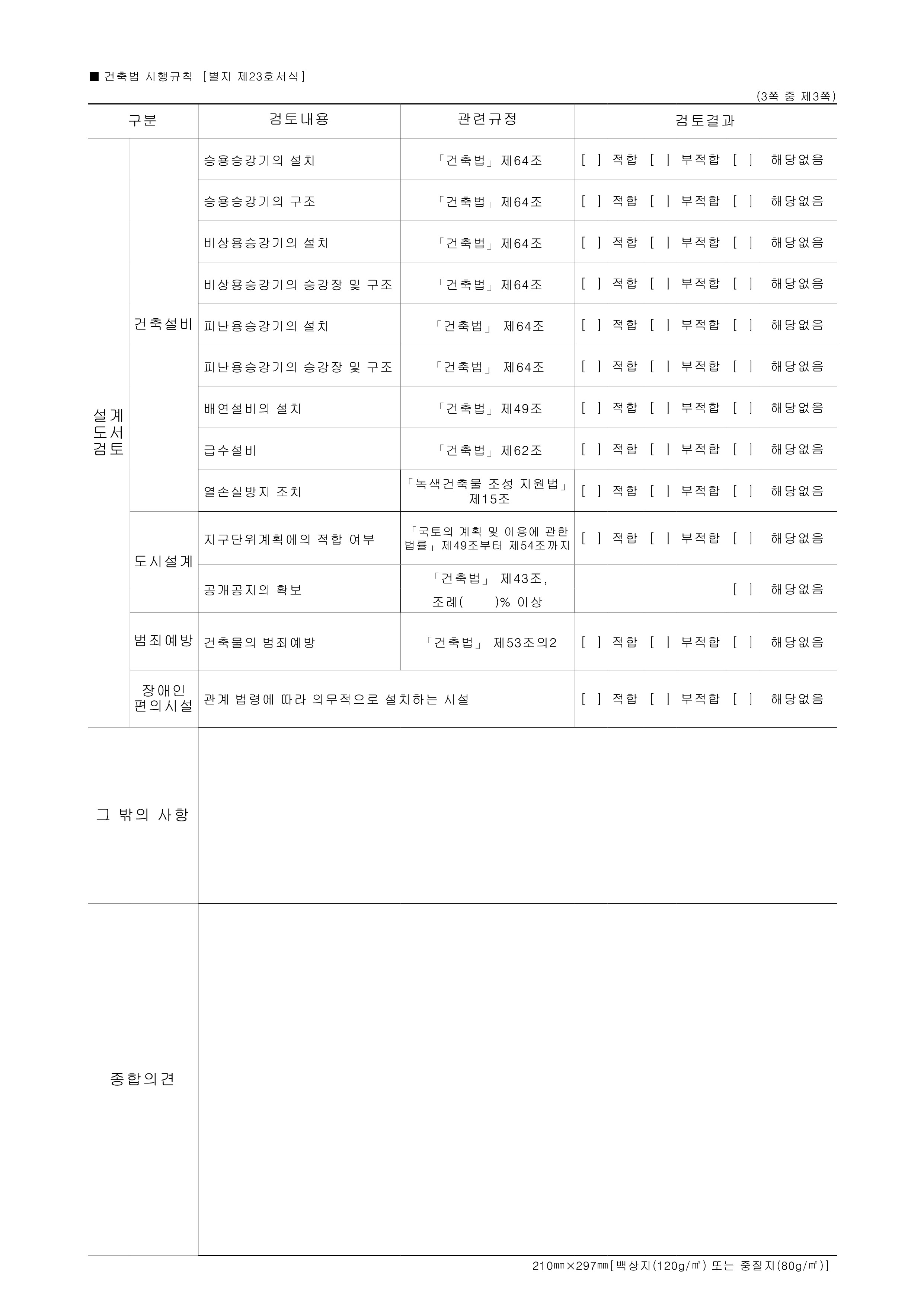 허가 (또는 사용승인) 조사 및 검사조서3