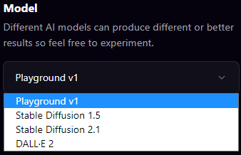 Playground AI UI 화면 - Model Playground v1