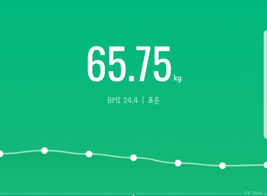 몸무게 65.75kg 인증샷