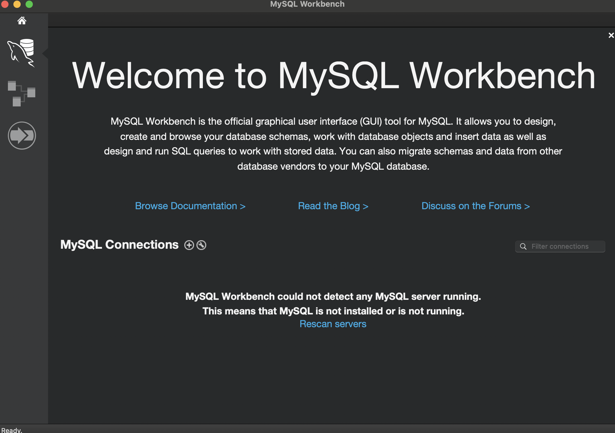 MySQL Workbench 실행 완료