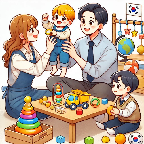 아이돌봄서비스를 받고 있는 아이들과 돌봄교사