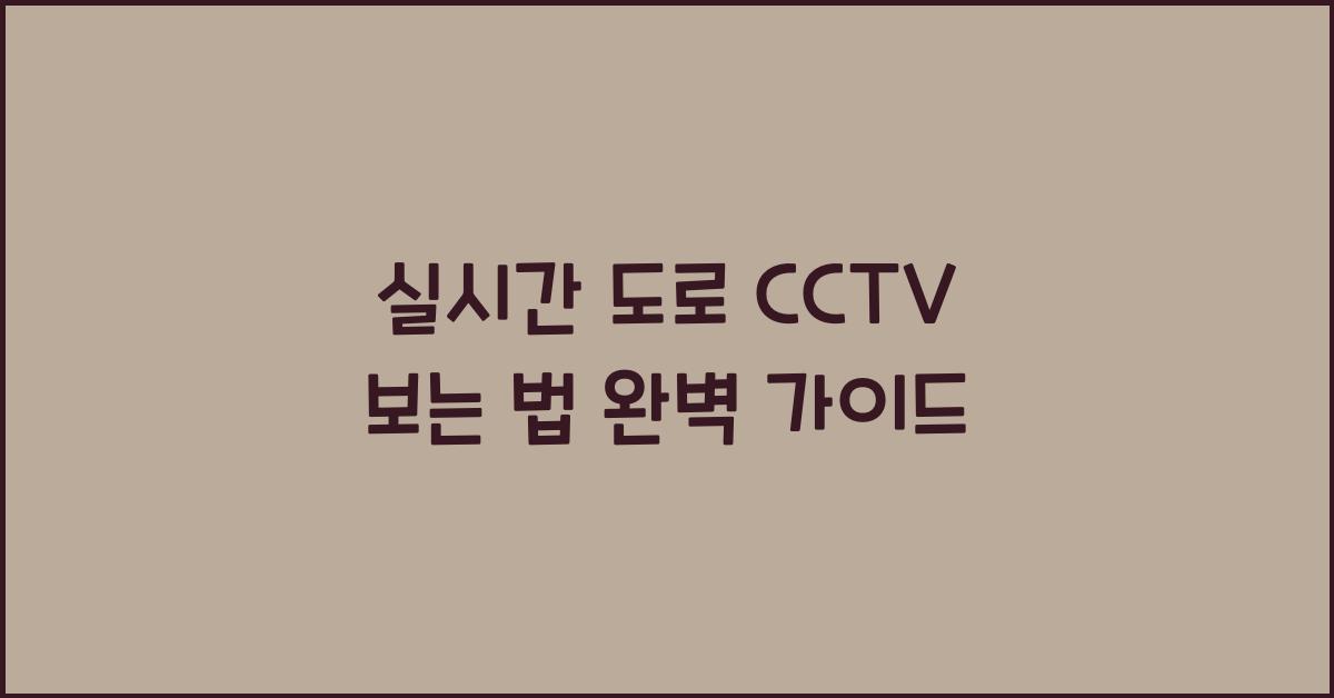 실시간 도로 cctv 보는 법