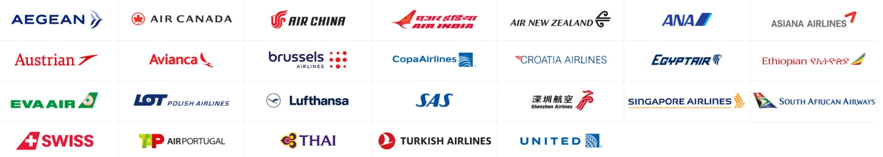 스타 얼라이언스 항공동맹 소속 항공사들의 로고를 모아놓은 사진