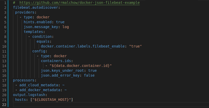 data under root json filebeats