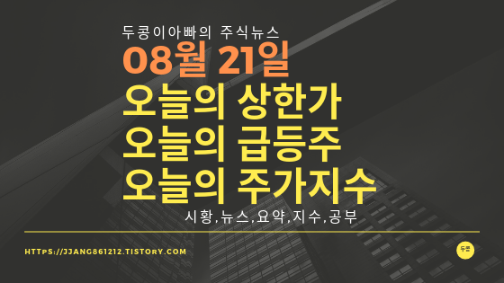  19년 08월 21일  주가지수,상한가,급등주,코스피코스닥