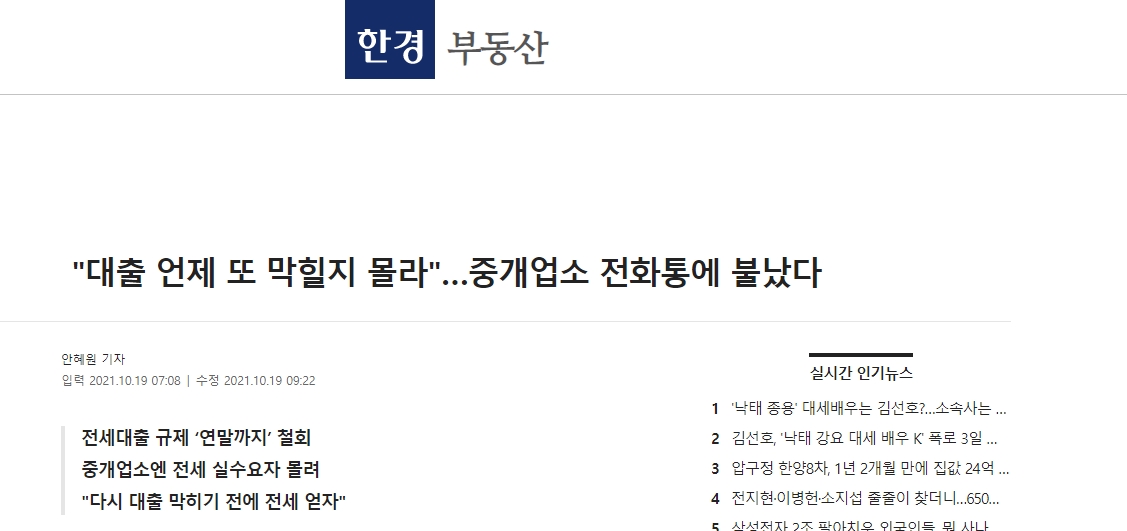  부동산대출 규제 - 전세대출 규제, 신용대출도 규제