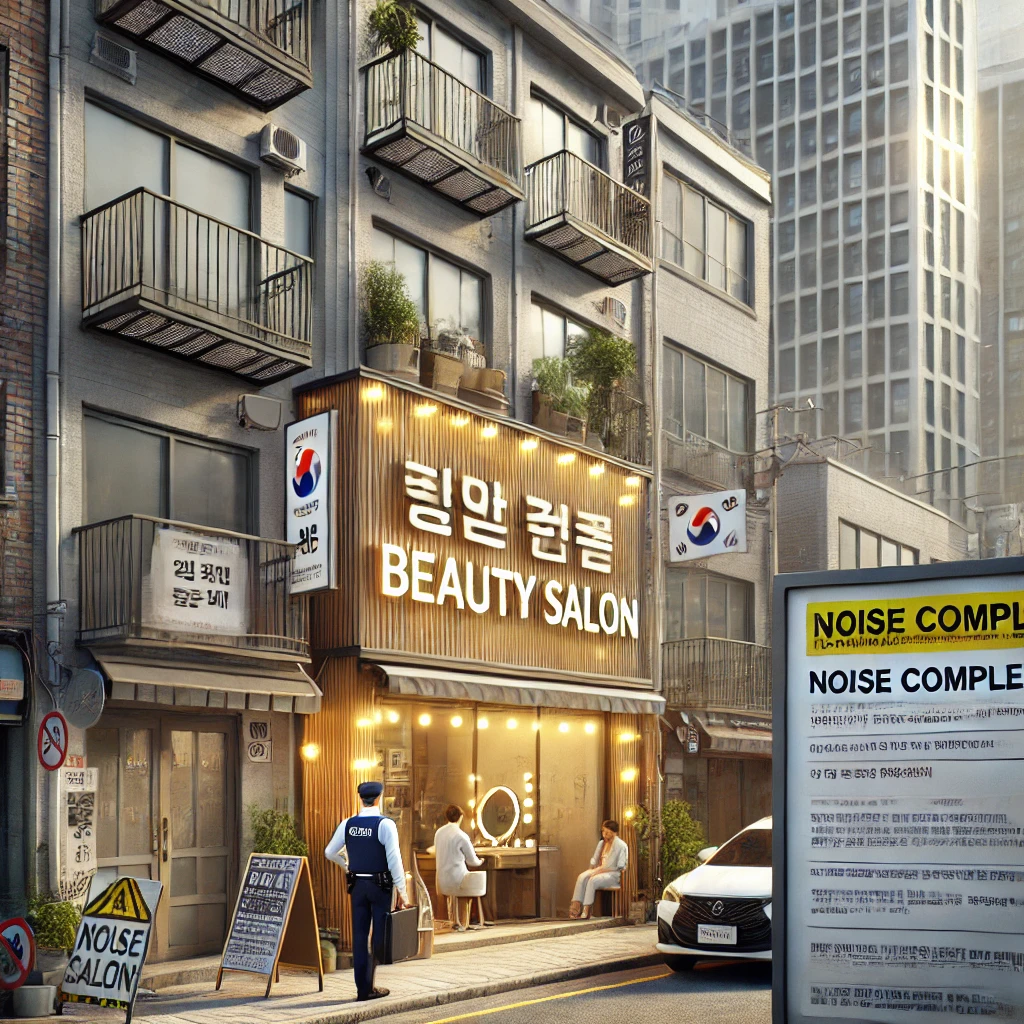 주상복합 내 미용실 소음 민원과 현장 점검 모습