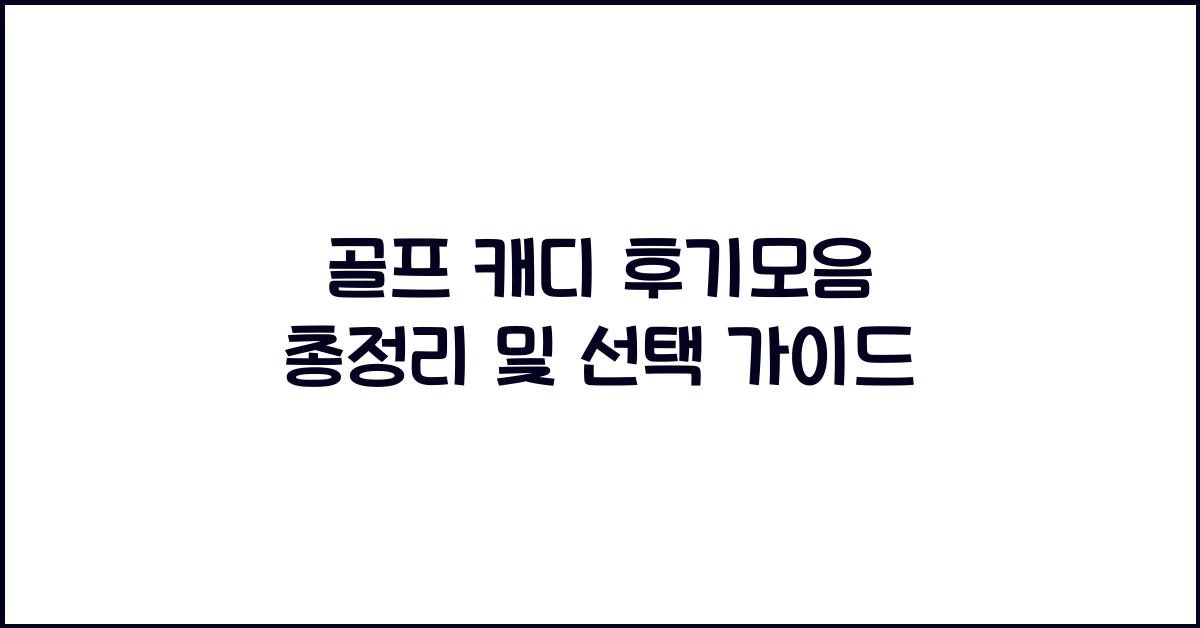 골프 캐디 후기모음 총정리