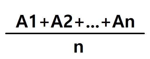 산술평균을 구하는 계산 공식을 적어 놓은 이미지
