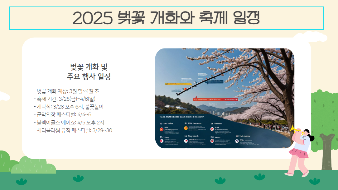 2025년 벚꽃개화시기 &amp; 축제 일정