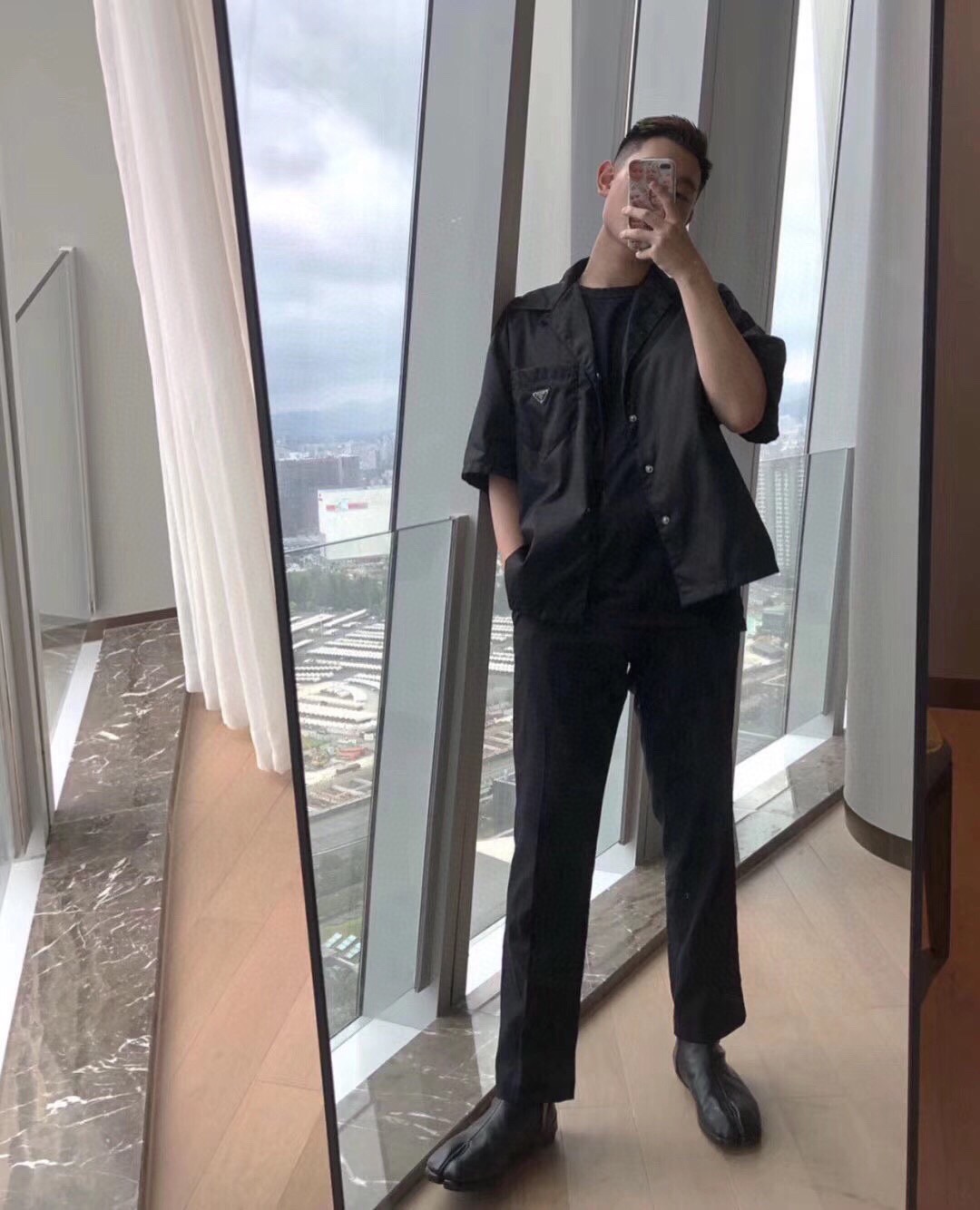  [PRADA] 프라다 개버딘 나일론 반팔 셔츠