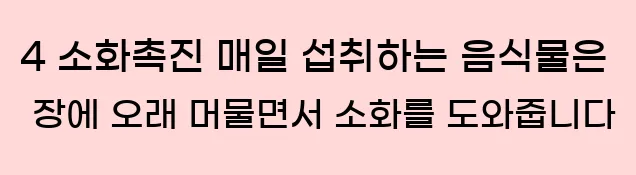     4. 소화촉진 매일 섭취하는 음식물은 장에 오래 머물면서 소화를 도와줍니다.
