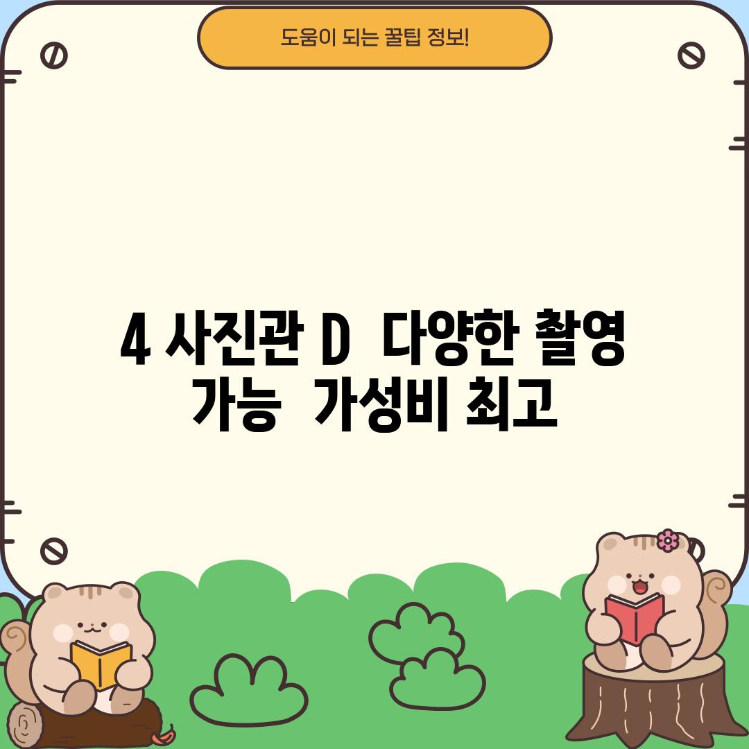 4. 사진관 D:  다양한 촬영 가능 - 가성비 최고!