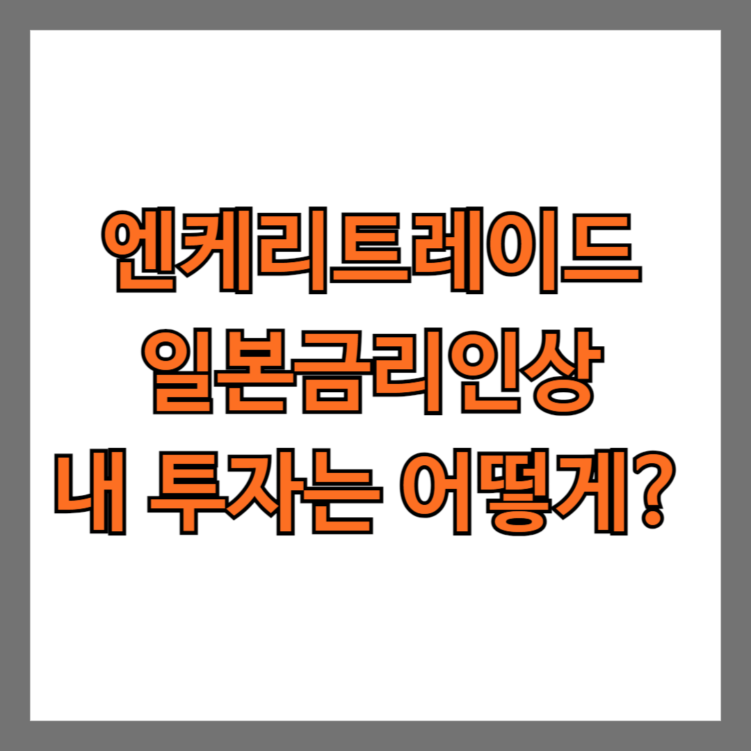 엔케리트레이드 일본금리인상 내 투자는 어떻게?