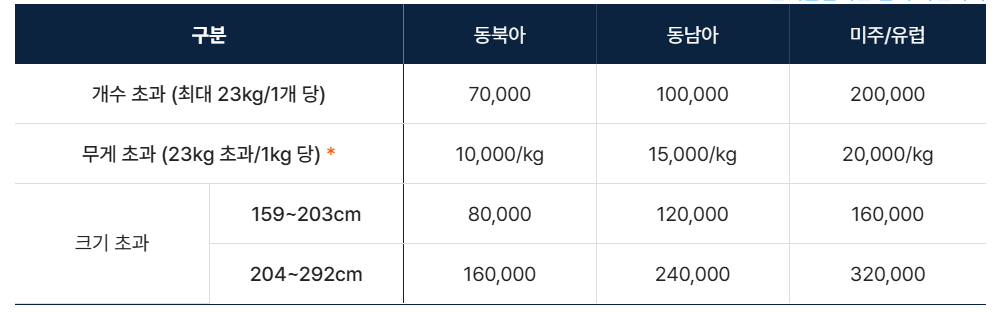에어프레미아 초과 수하물 요금 (현장)