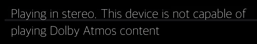 Dolby Atmos 미지원 기기에서 Tidal 앱에서 Dolby Atmos 곡을 재생할 시 나오는 메시지