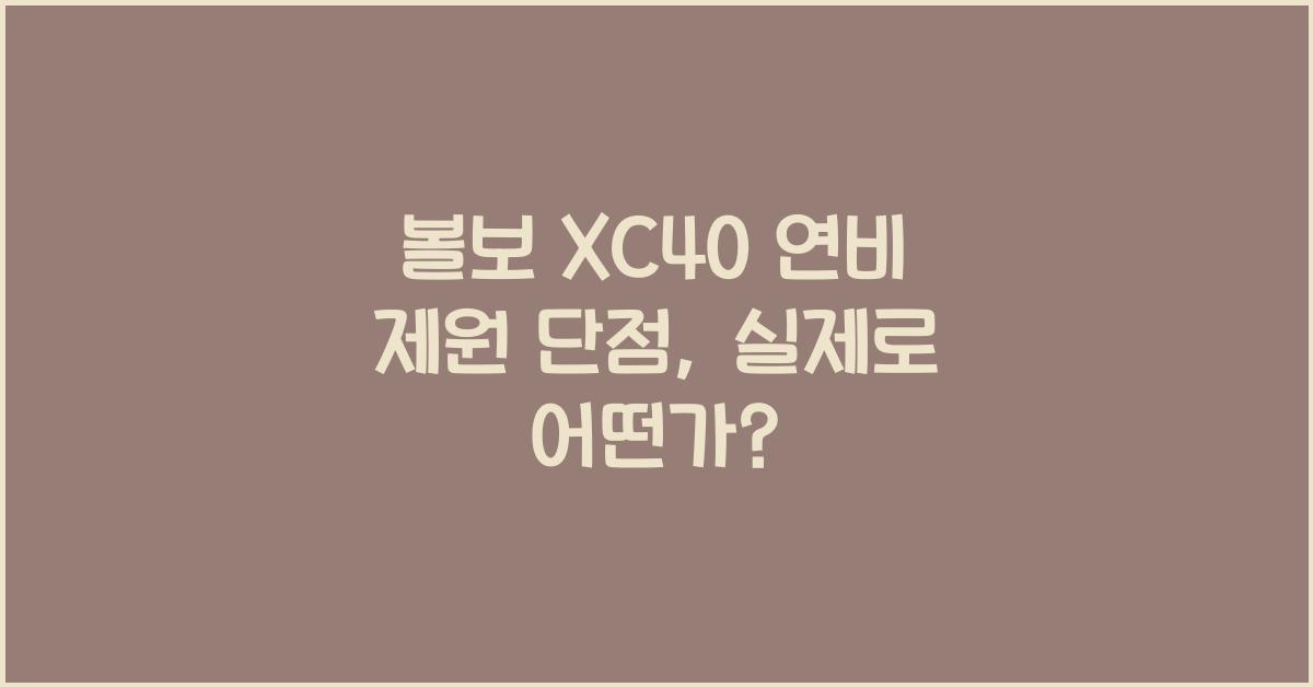 볼보 XC40 연비 제원 단점