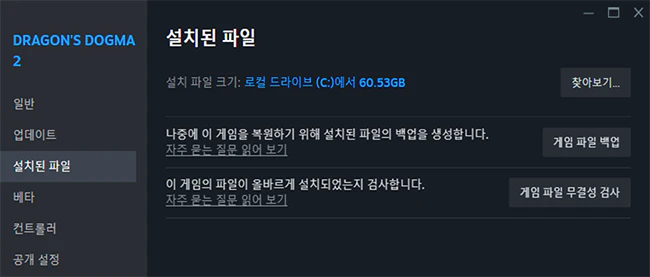 드래곤즈_도그마_2_스팀_설치된_파일_화면