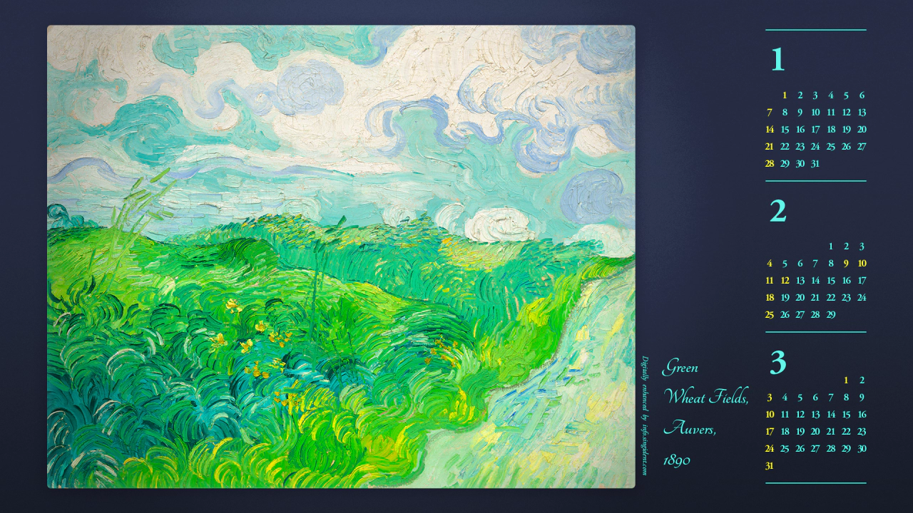 09 오베르의 녹색 밀밭 B - 2024년2월 달력배경화면