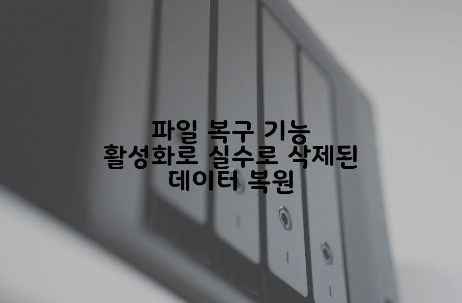 파일 복구 기능 활성화로 실수로 삭제된 데이터 복원