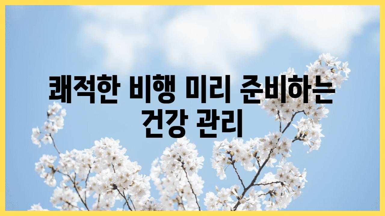 쾌적한 비행 미리 준비하는 건강 관리