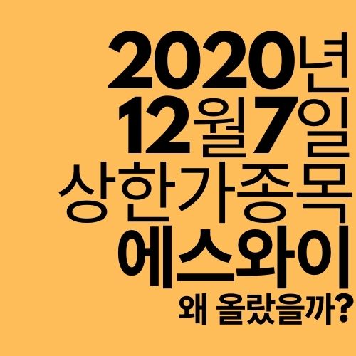  [상한가 종목] 에스와이 (또 거리두기 수혜주?)