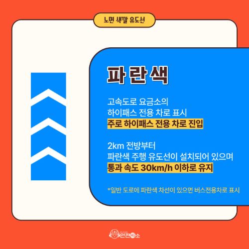 도로위 색깔 유도선 의미를 아시나요?