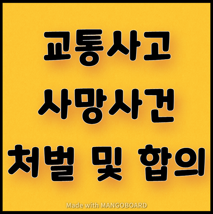  교통사고 사망사건 처벌 및 합의
