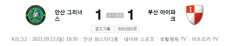  K리그2 ~ 21시즌 - 안산 VS 부산 (29라운드 경기 하이라이트)