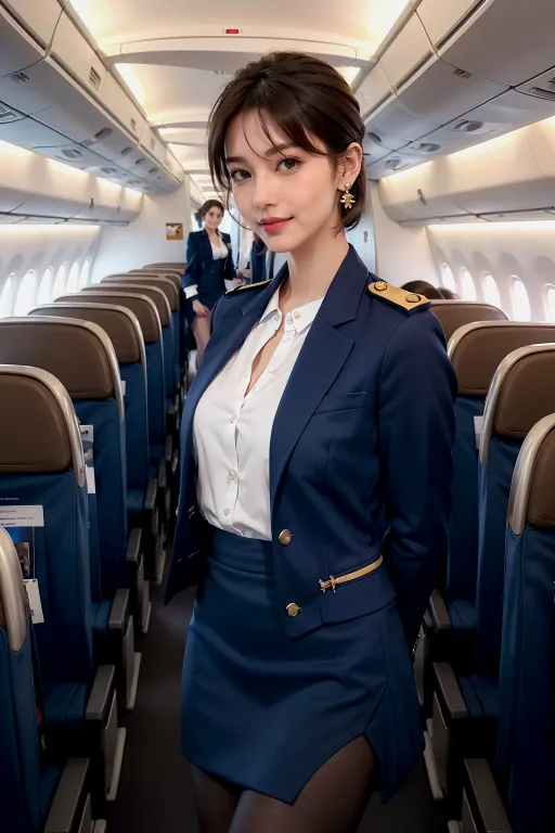 AI 실사 승무원 정장 치마 룩북 컨셉 이미지