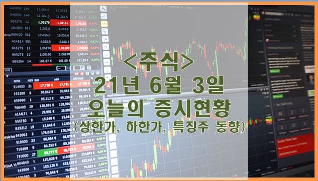  [주식] 21년 6월 3일 오늘의 증시현황 (상한가, 하한가, 특징주)