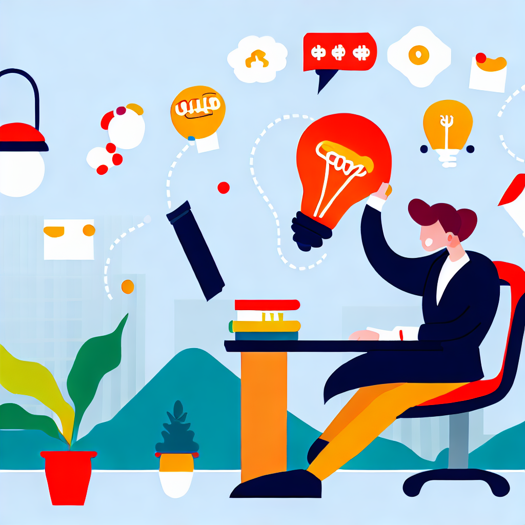 Flat vector style concept of a creative entrepreneur brainstorming new business ideas in Korea