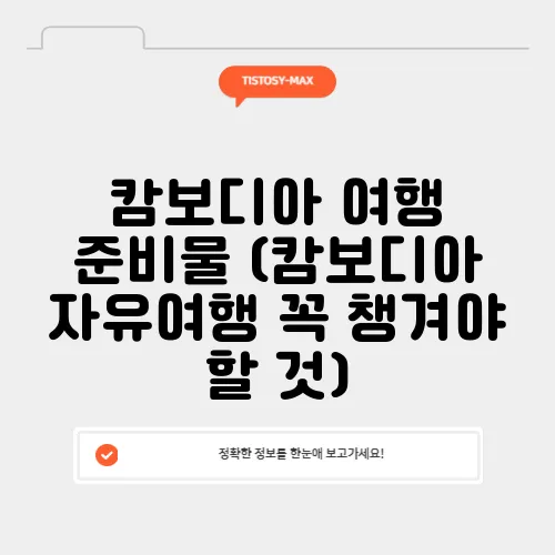 캄보디아 여행 준비물 (캄보디아 자유여행 꼭 챙겨야 할 것)