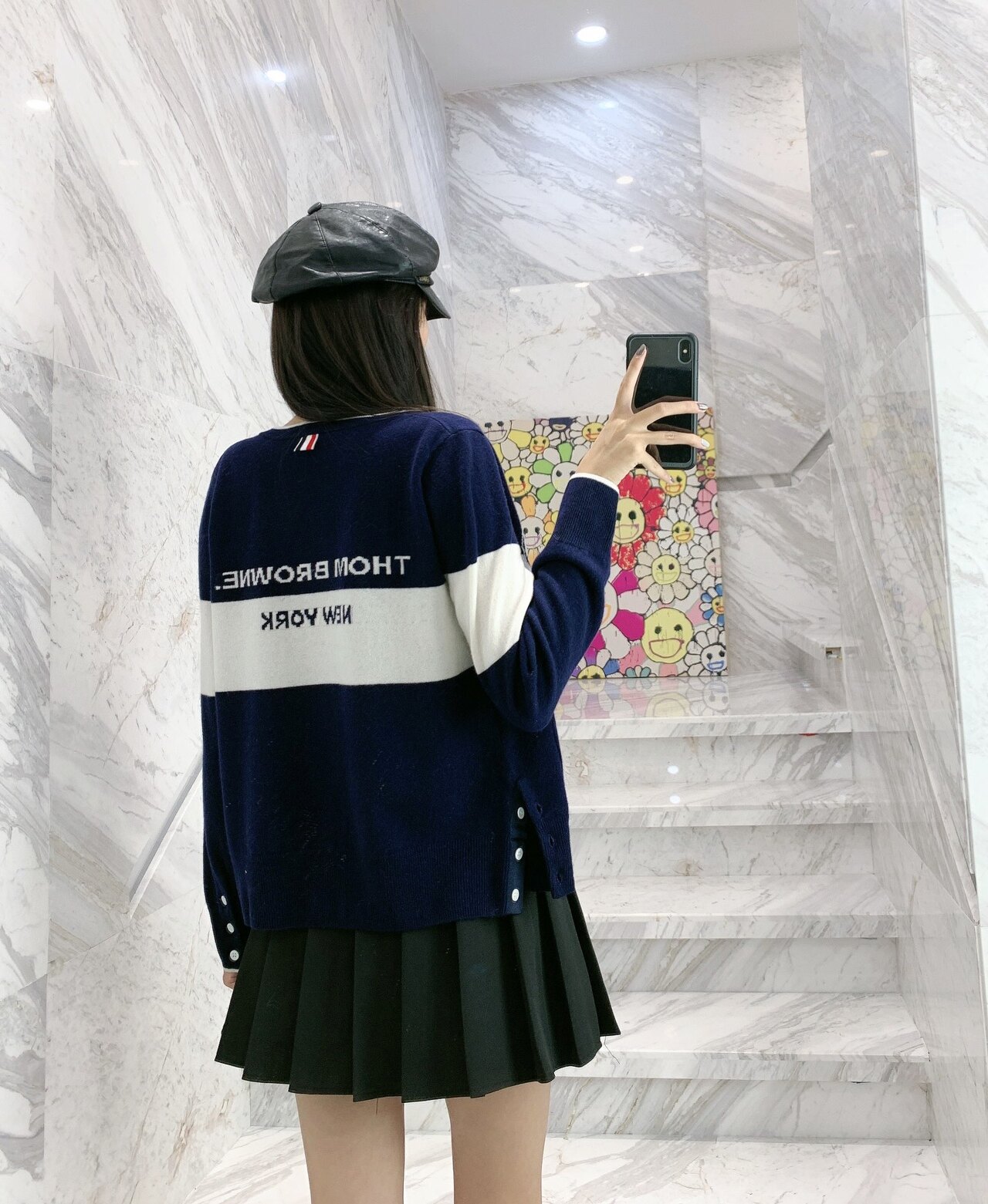  [THOM BROWNE] 톰브라운 사커볼 아이콘 가디건 네이비