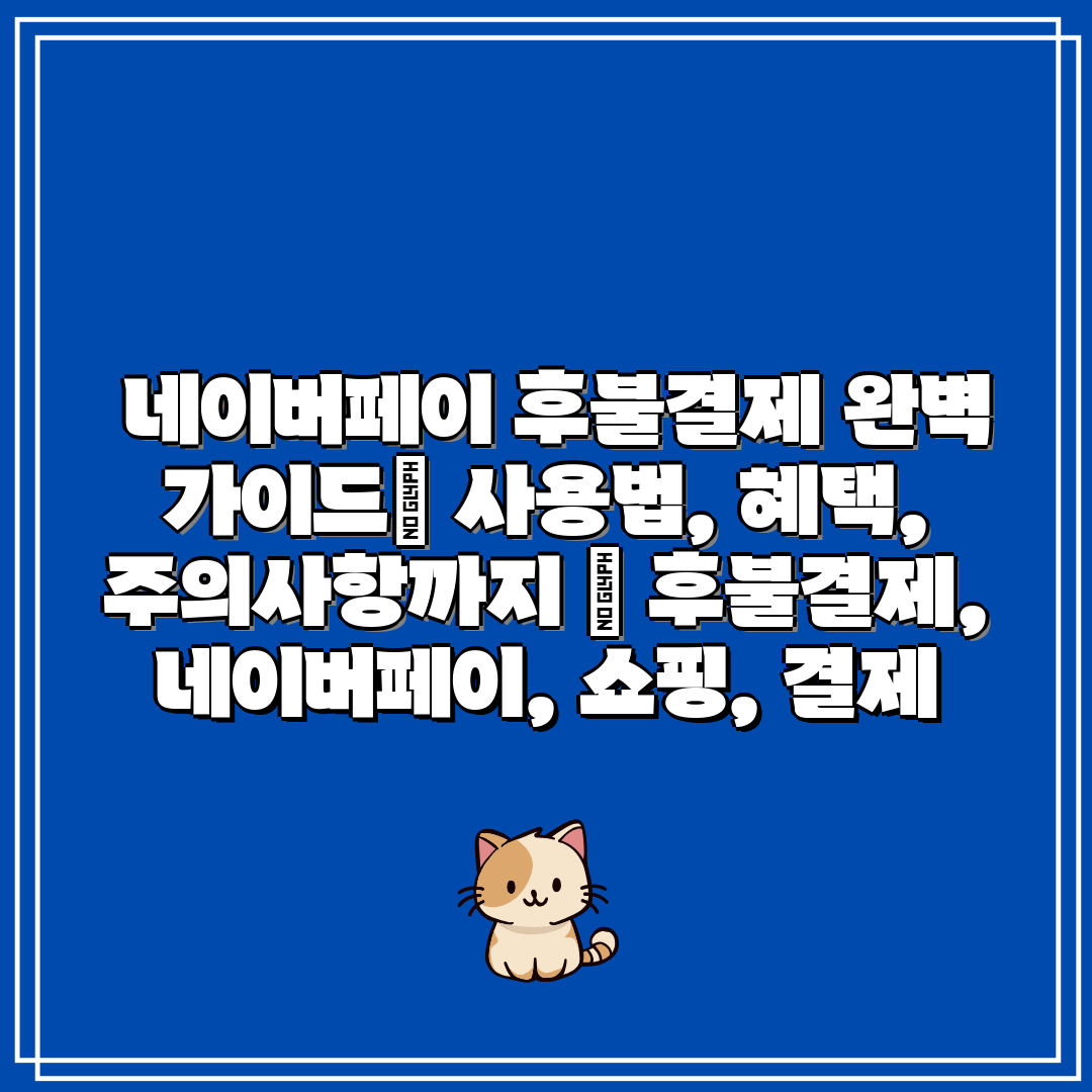네이버페이 후불결제 완벽 가이드 사용법, 혜택, 주의